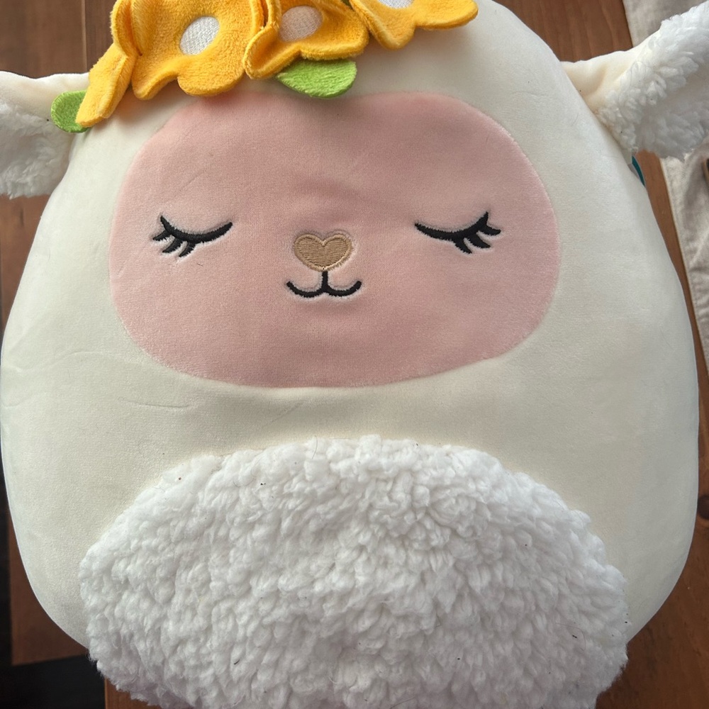Squishmallows Cream and Pink Lamb Stuffed Animal
